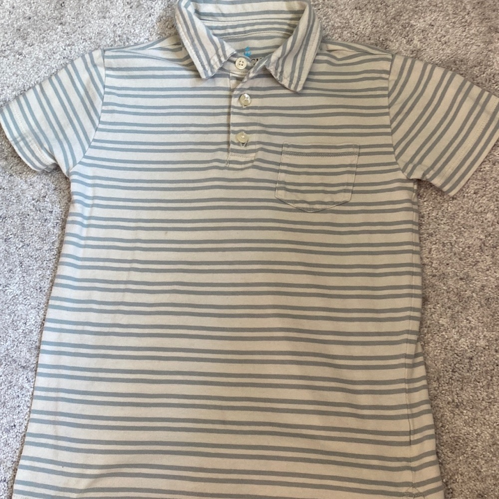 Jcrew boys short sleeve polo 6-7 green striped
